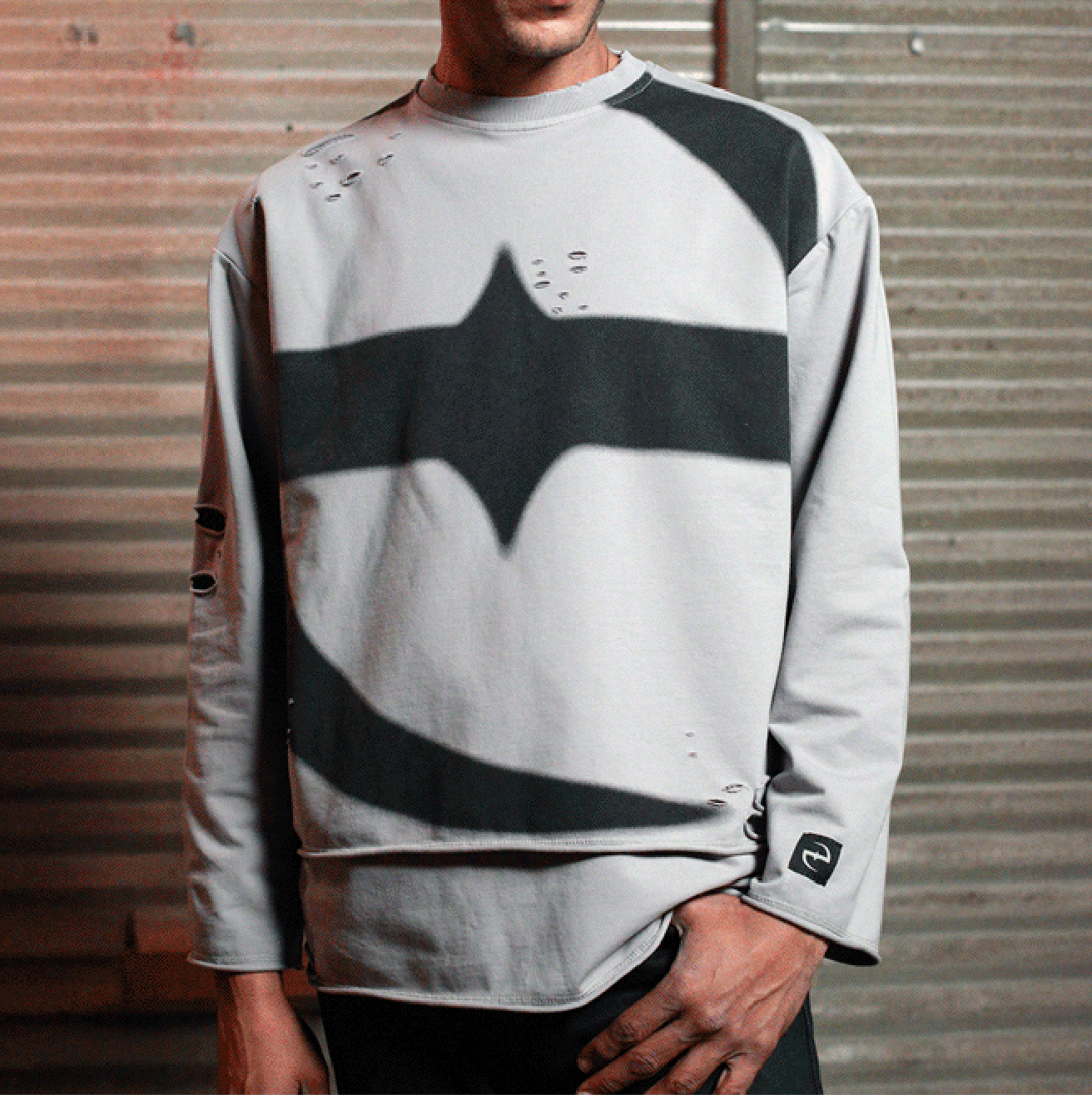 E-Logo Distressed Sweatshirt